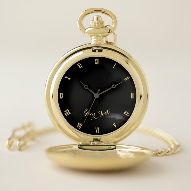 Custom Monogrammed Modern Elegant Classic Gold Pocket Watch (Inside)
