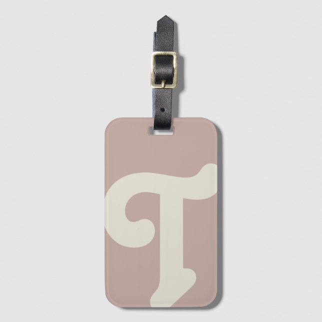 Custom Monogrammed Monogram Initial Pink Luggage Tag (Front Vertical)
