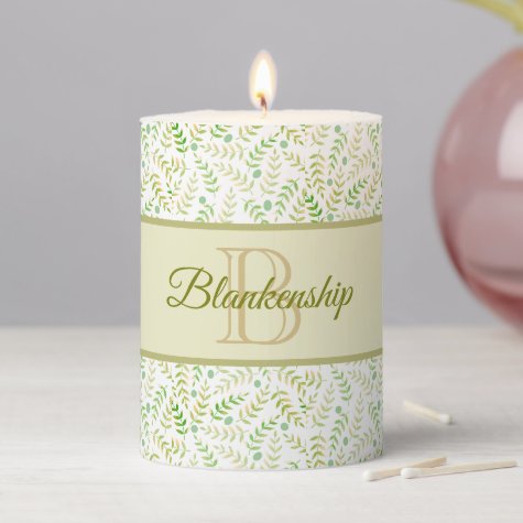 Custom Monogrammed Nature Fern Leaf Pattern 