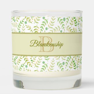 Custom Monogrammed Nature Fern Leaf Pattern 