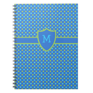 Custom Monogrammed Notebook: Blue Polka Dots Notebook