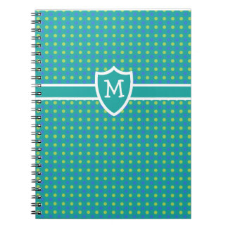 Custom Monogrammed Notebook: Green Polka Dots Notebook