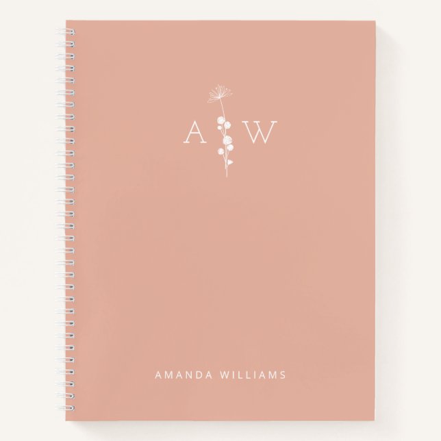 Custom Monogrammed Peach Spiral Notebook (Front)