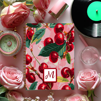 Custom Monogrammed Pink Retro Cherry Business 