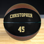 Custom Monogrammed Player Club Team Name Number Basketball<br><div class="desc">Create your own custom, personalized, faux gold elegant stylish typography / script / text / name, regulation size, hand stitched basketball. Simply enter the player / team / club / school / college / event / tournament name, and player jersey number, to customize. While you add / design, you'll be...</div>