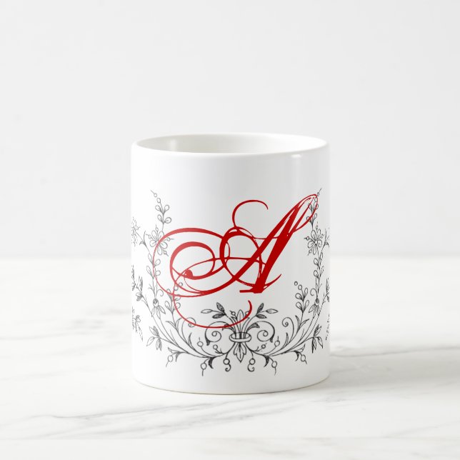Custom Monogrammed Pretty Design Personalized Coffee Mug (Center)