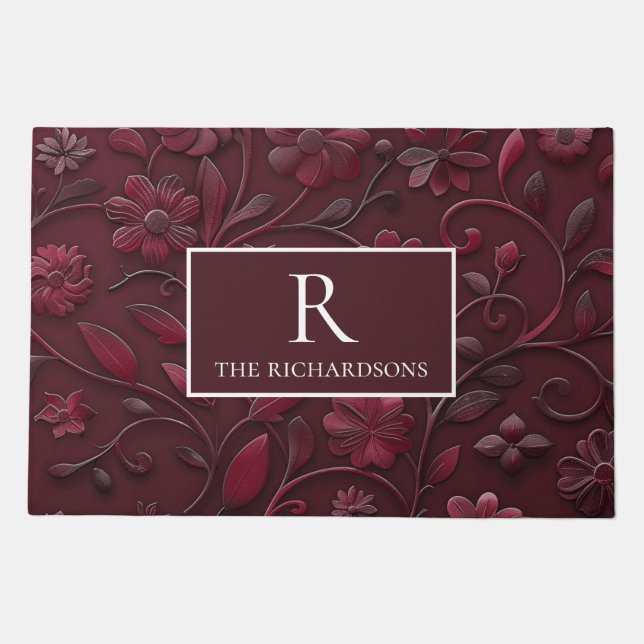 Custom Monogrammed Red Door Mat (Front)
