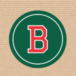 Custom Monogrammed Retro Bold Green Red Classic Round Sticker<br><div class="desc">Create your own monogrammed stickers with this simple and stylish design. These circular stickers are personalized with the recipient's first name initial in classic block-style lettering. You can also customize the 'background' color by using the 'Edit using design tool' feature. Monogram stickers make a wonderful addition to your gift wrap,...</div>