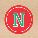 Custom Monogrammed Retro Bold Red Green Classic Round Sticker<br><div class="desc">Create your own monogrammed stickers with this simple and stylish design. These circular stickers are personalized with the recipient's first name initial in classic block-style lettering. You can also customize the 'background' color by using the 'Edit using design tool' feature. Monogram stickers make a wonderful addition to your gift wrap,...</div>