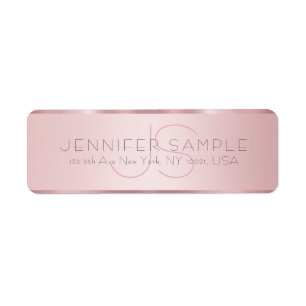Custom Monogrammed Rose Gold Return Address Label