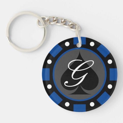 Custom monogrammed round poker chip acrylic keychain