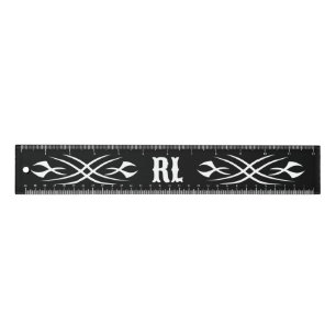 Custom monogrammed ruler with tattoo striping
