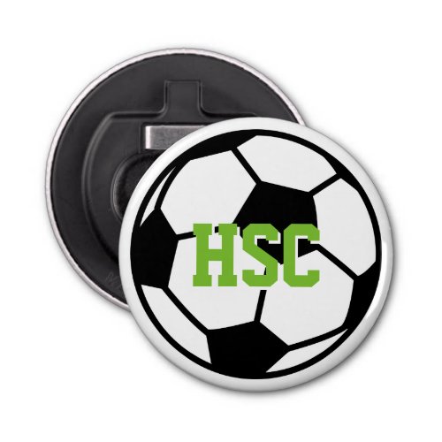 Custom monogrammed soccer ball beer bottle opener