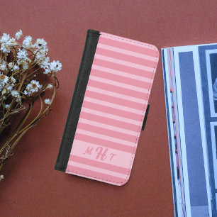 Custom Monogrammed Striped Blush Pink iPhone 8/7 Wallet Case