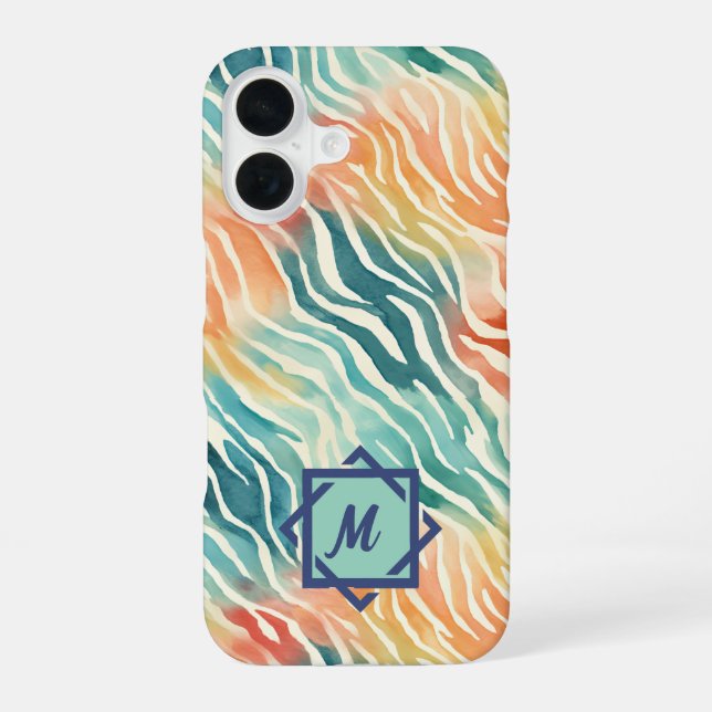 Custom Monogrammed Watercolor Artistic Pattern Iphone Case (Back)