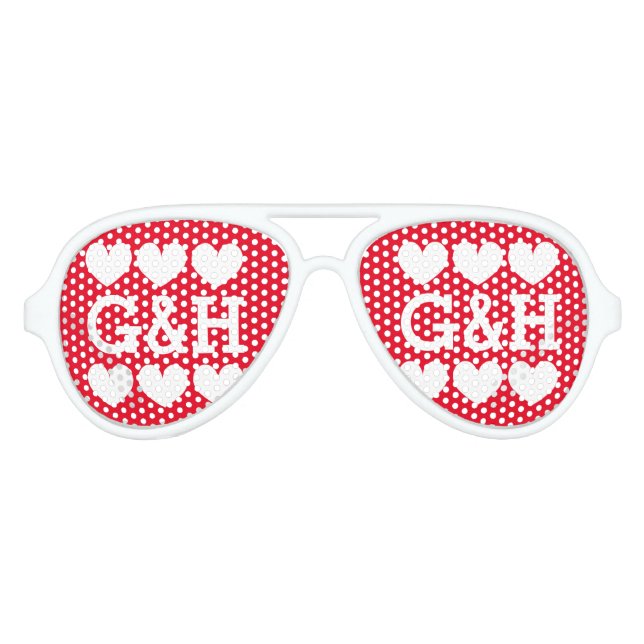 Custom monogrammed wedding party favor sunglasses (Front)