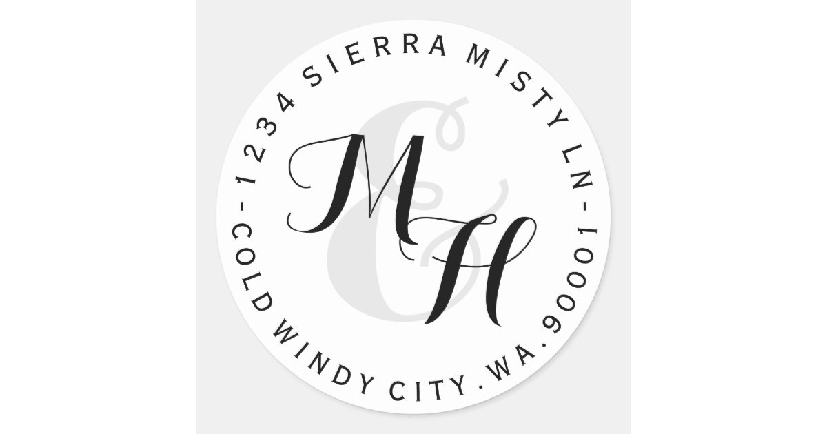 Custom Monograms Circular Return Address Label | Zazzle