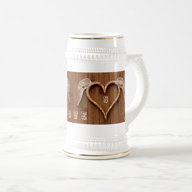 Custom Monograms Valentine's Day Gift Beer Stein (Front Right)