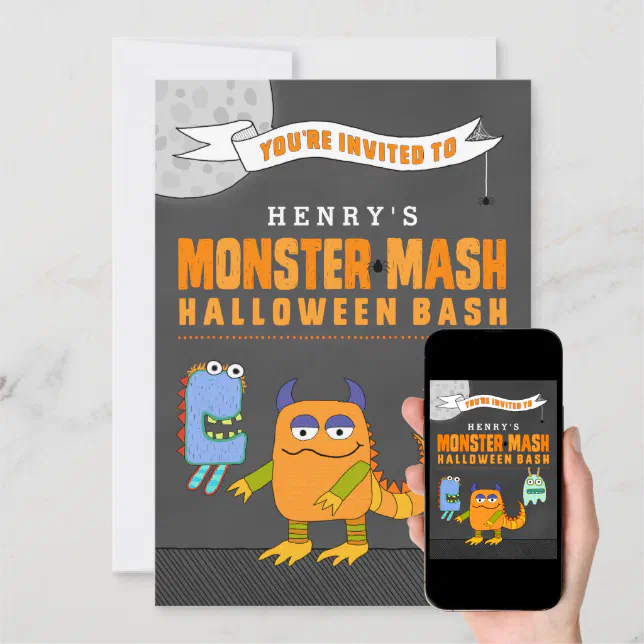 Custom Monster Mash Halloween Bash Invitations | Zazzle