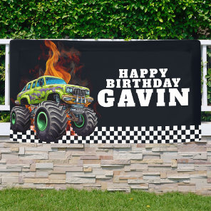 Custom Monster Truck Indoor Outdoor Vinyl Birthday Banner
