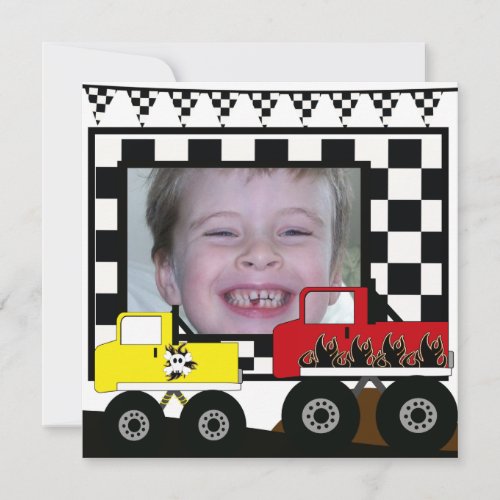 Custom Monster Truck Photo Birthday Invitations