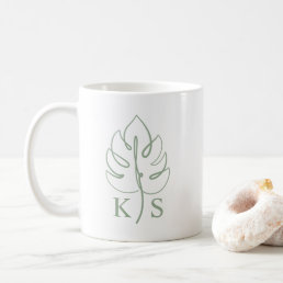 Custom Monstera Monogram Wedding Logo Coffee Mug