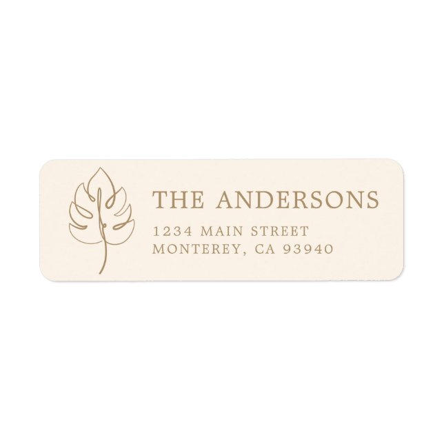Custom Monstera Monogram Wedding Logo Label (Front)