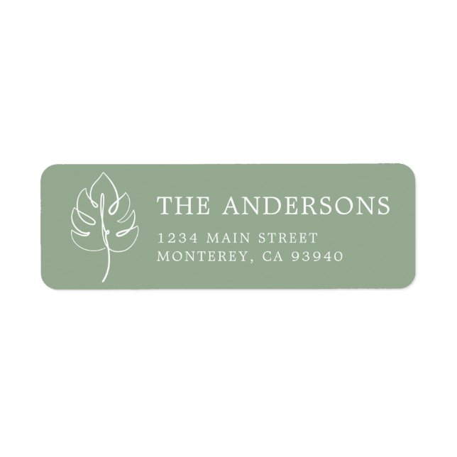 Custom Monstera Monogram Wedding Logo Label (Front)