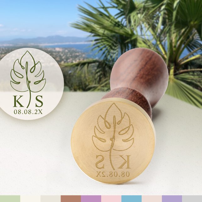 Custom Monstera Monogram Wedding Logo Wax Seal Stamp (Creator Uploaded)