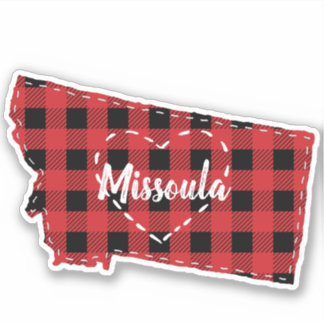 Custom Montana Home State Buffalo Plaid Christmas Sticker