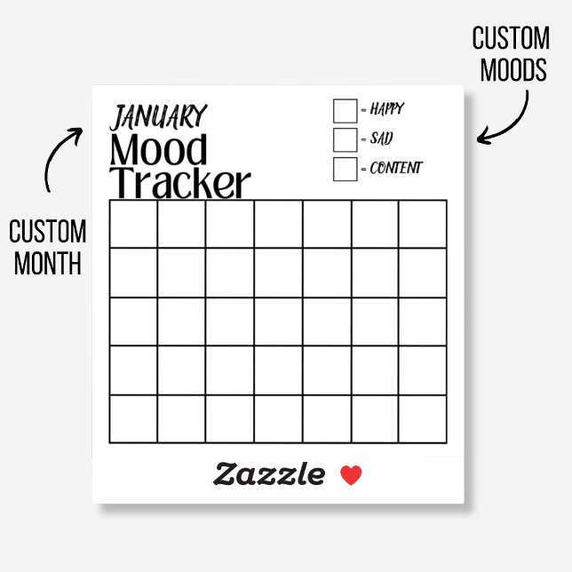 Custom Month & Mood | Mood Tracker Sticker (Monthly mood tracker sticker with customized moods for your bullet journal.)