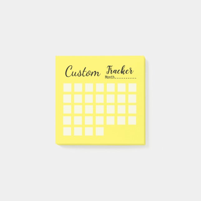 Custom monthly habit tracker yellow post-it notes (Front)