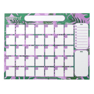 Custom Monthly Planner   Jungle Leaves Pattern Notepad