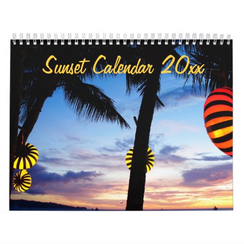Custom Monthly Sunset Calendar