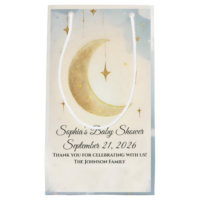 Custom Moon & Baby Design Small Gift Bag (Front)