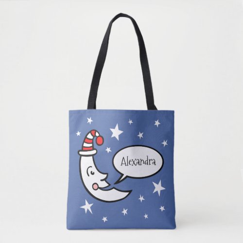 Custom Moon Face and Stars Tote Bag