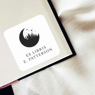 Custom Moon Forest & Stars Ex Libris Bookplate