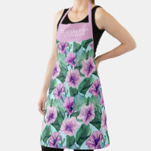 Custom Morning Glory Retro Floral Pattern Apron