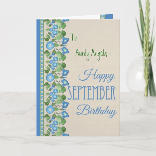 Custom Morning Glory September Birthday Card