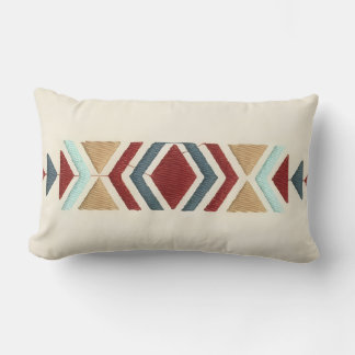 Custom Moroccan Geometric Embroidery Pattern Art Lumbar Pillow