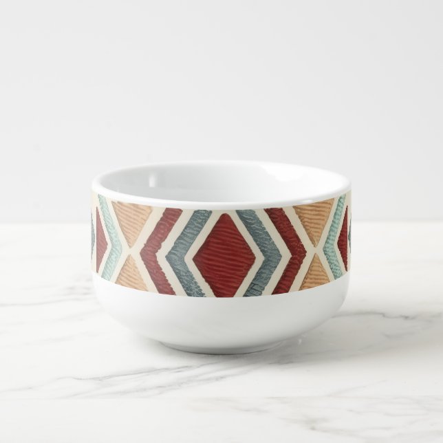 Custom Moroccan Geometric Embroidery Pattern Art Soup Mug (Front)
