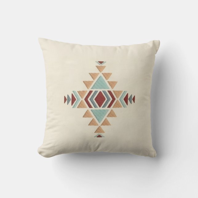 Custom Moroccan Geometric Embroidery Pattern Art T Throw Pillow (Front)