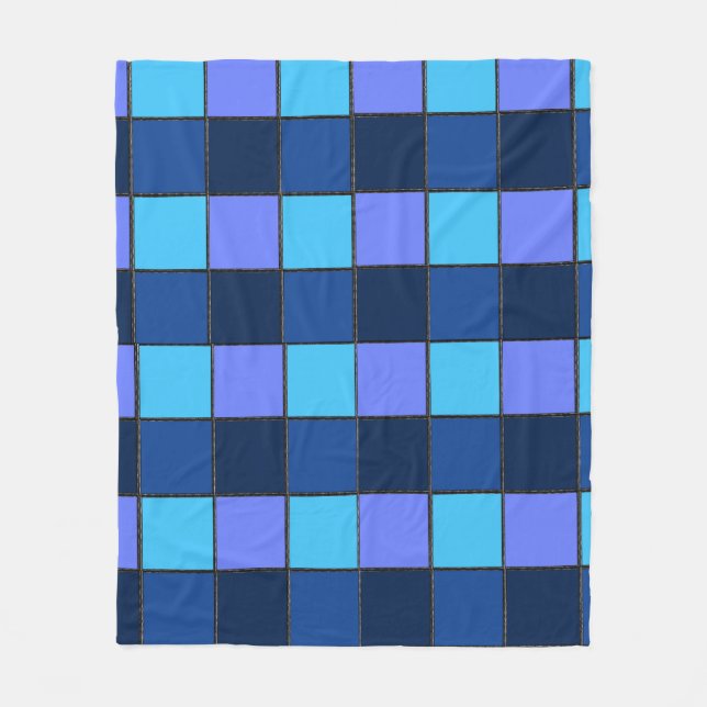 Custom  Mosaic Tile & Pixel Grid Pattern Fleece Blanket (Front)