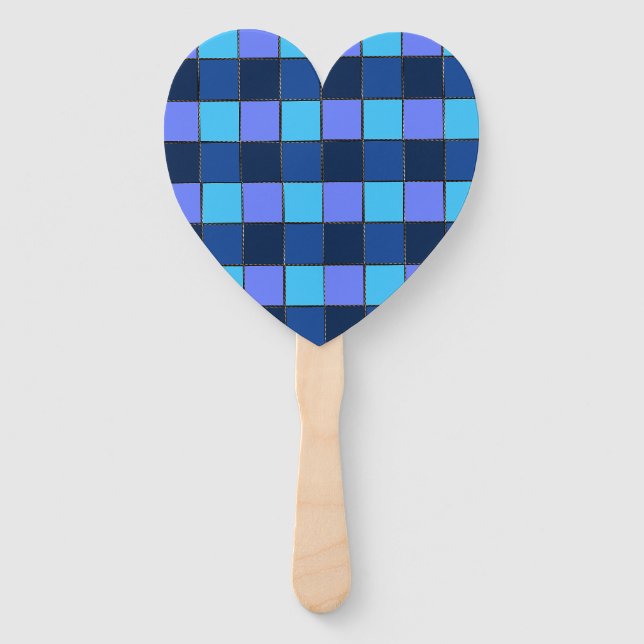 Custom  Mosaic Tile & Pixel Grid Pattern Hand Fan (Front)