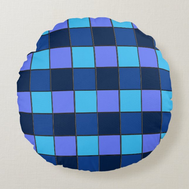 Custom  Mosaic Tile & Pixel Grid Pattern Round Pillow (Front)