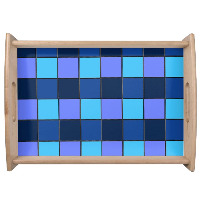 Custom  Mosaic Tile & Pixel Grid Pattern Serving Tray (Front)