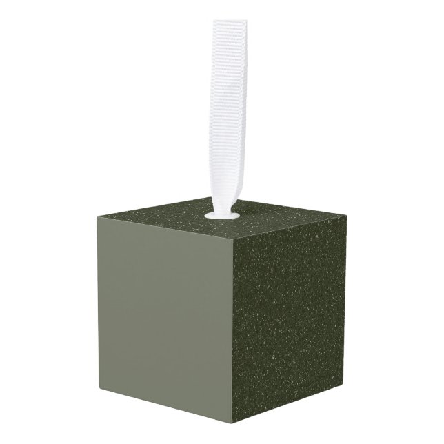 Custom Moss Green Cube Ornament (Front Angled)