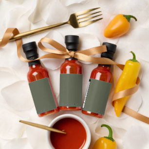 Custom Moss Green Hot Sauce Favor Label