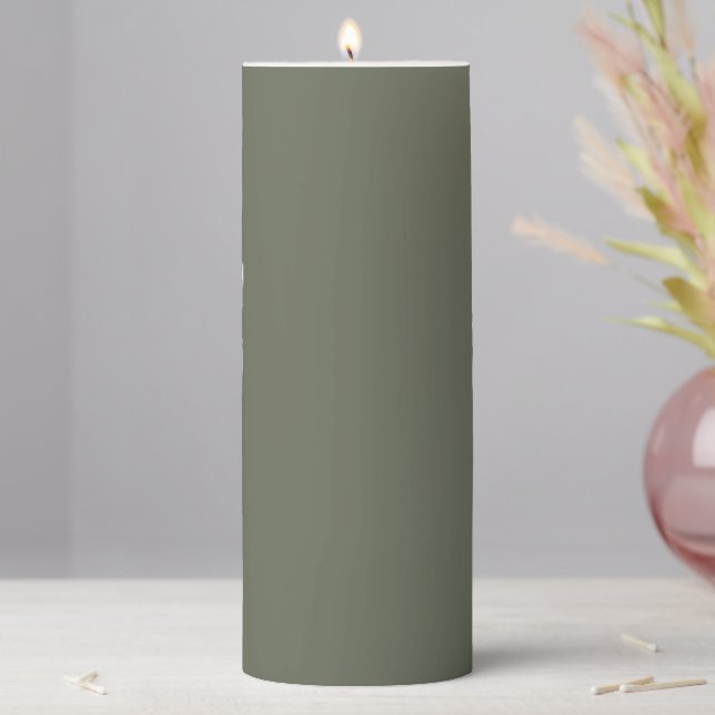 Custom Moss Green Pillar Candle (In Situ)