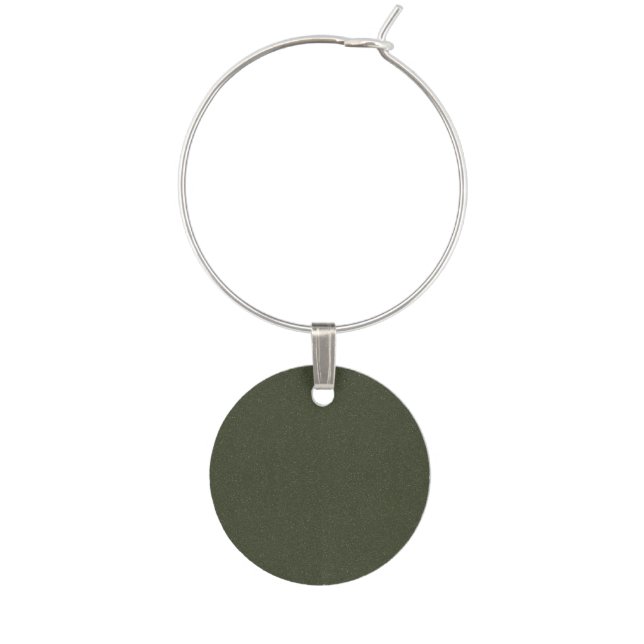 Custom Moss Green Round Wine Charms (Front)